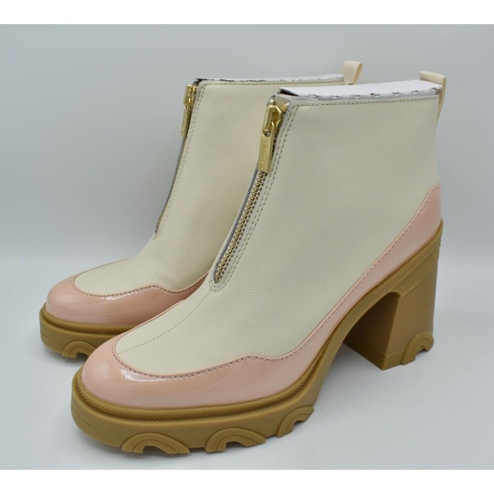 Sorel Womens Size 9.5 Brex Chalk Peach Platform Heeled Waterproof Chelsea Boots